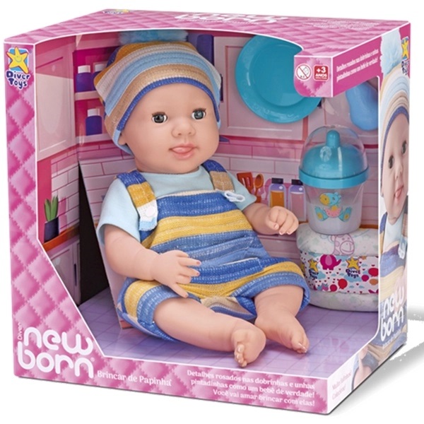 BONECO NEW BORN - BRINCAR DE PAPINHA - MENINO - DIVERTOYS