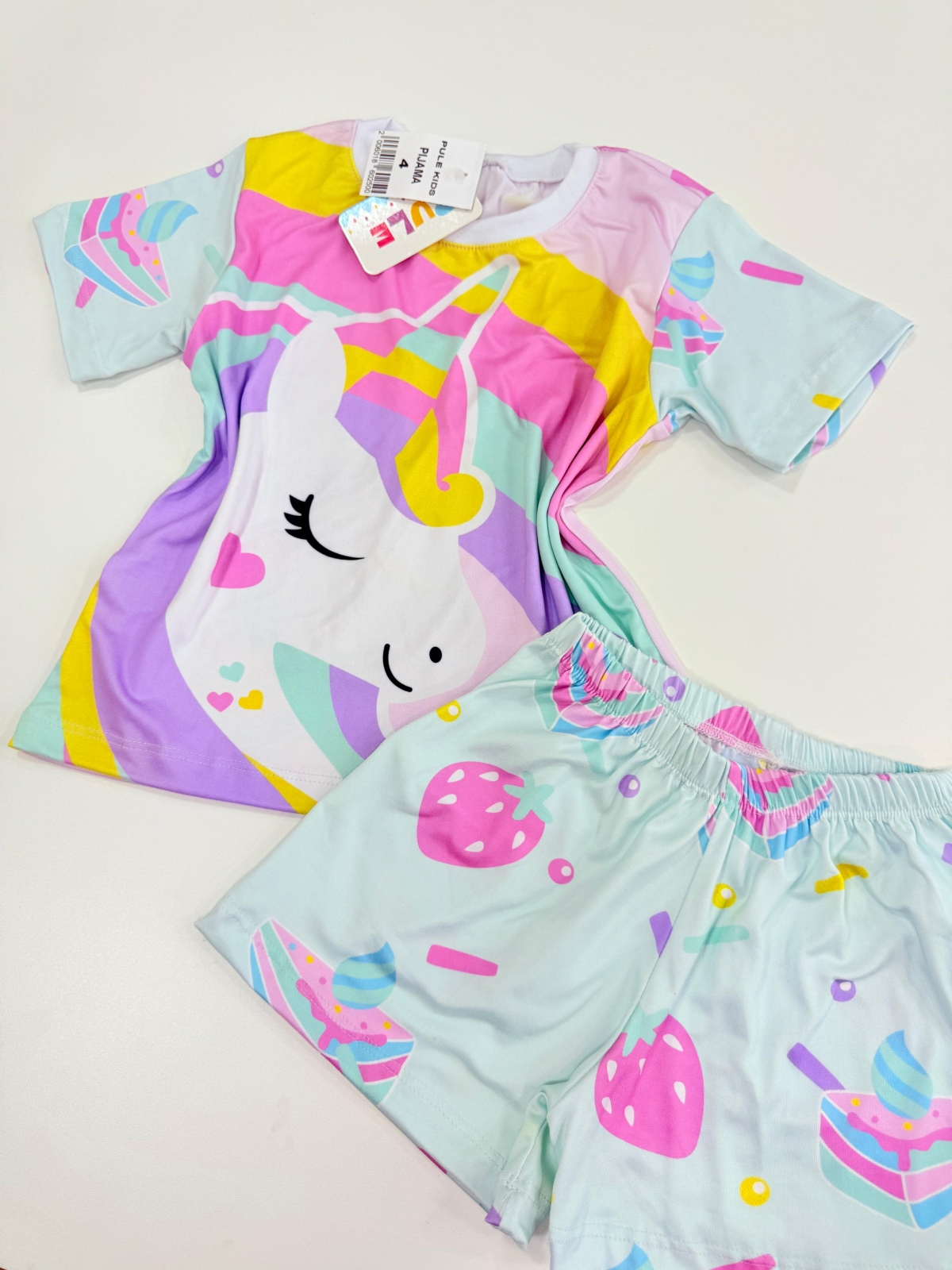 Pijama Manga Curta Unicornio