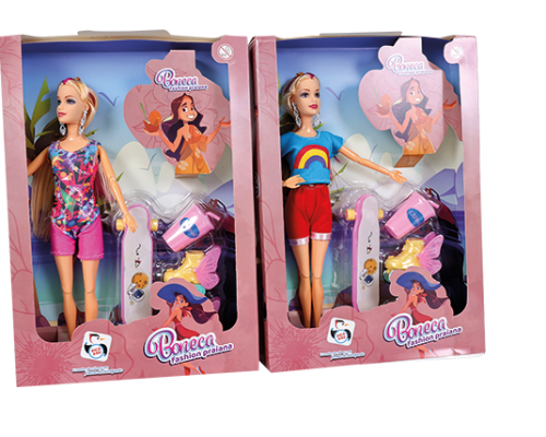 BONECA PICA PAU FASHION PRAIANA SKATISTA COM ACESSORIOS - PI4498