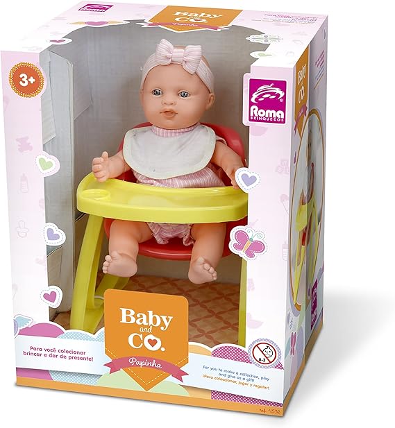 BRINQ. ROMA BONECA BABY CO PAPINHA VINIL/PLAST. 4536