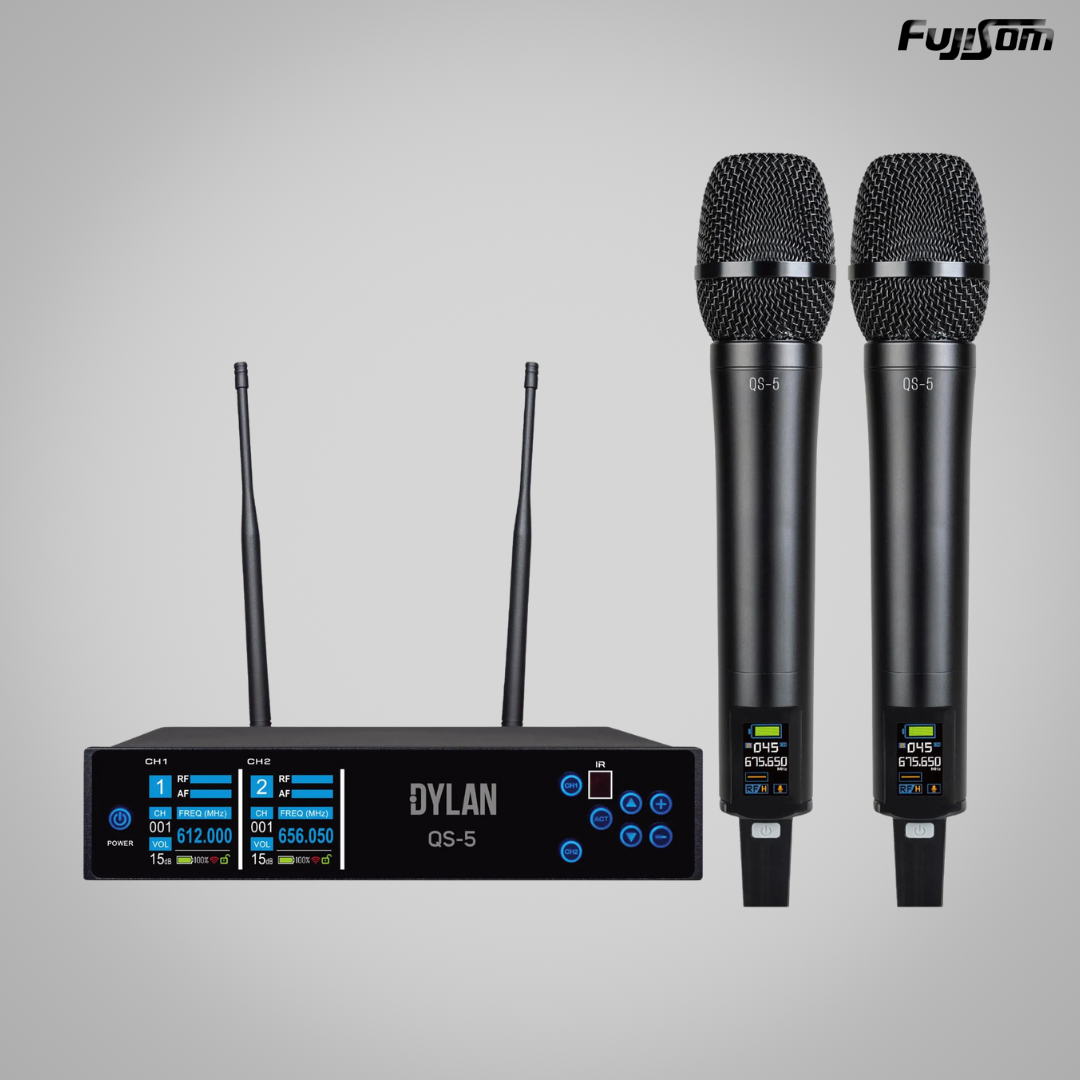 MICROFONE DYLAN S/FIO QS-5 MAO DUPLO 300 CANAIS