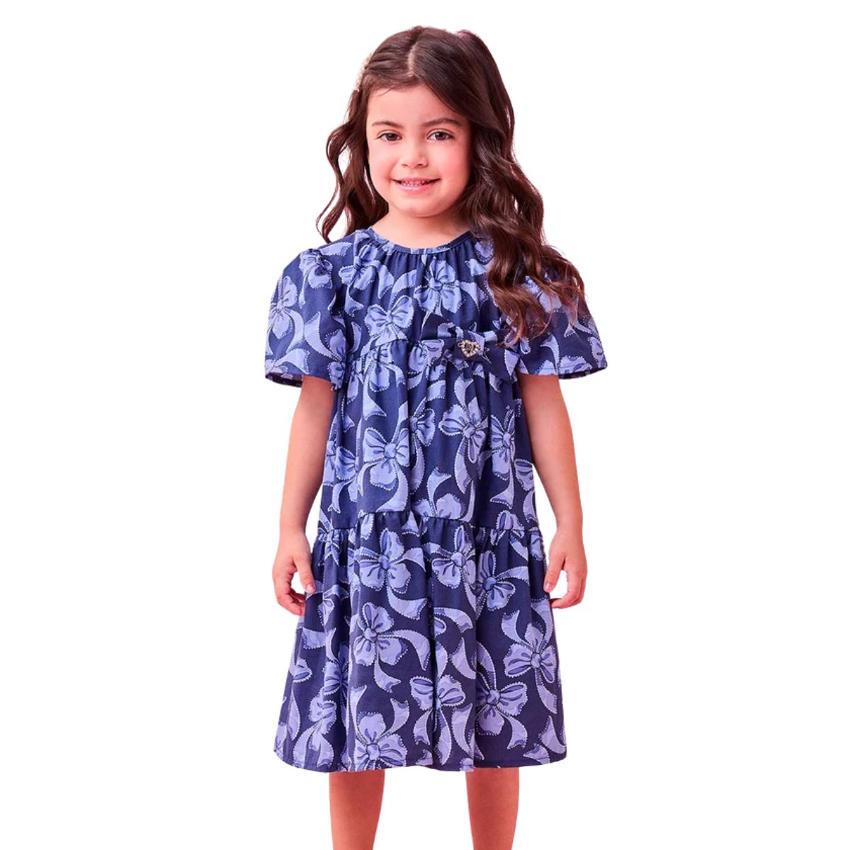 Vestido Rotativo Laços Azuis J6183