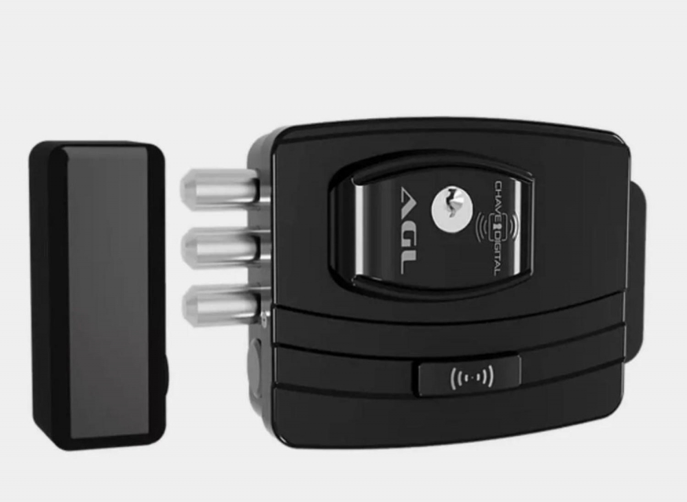 FECHADURA ELETR AGL 12V ULTRA MAGIC CARD PRETA 42MM CH SIMP