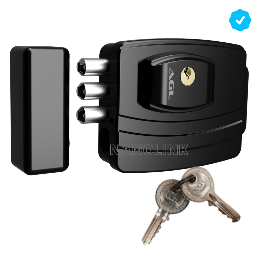 FECHADURA ELETR AGL 12V ULTRA PRETA CHAV SIM
