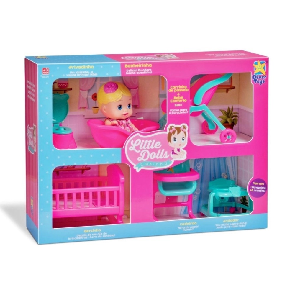 KIT LITTLE DOLLS CASINHA - DIVERTOYS 8023