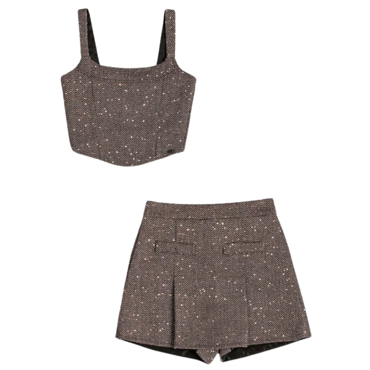Conjunto Iam Authoria Top e Short Saia Marrom R5367