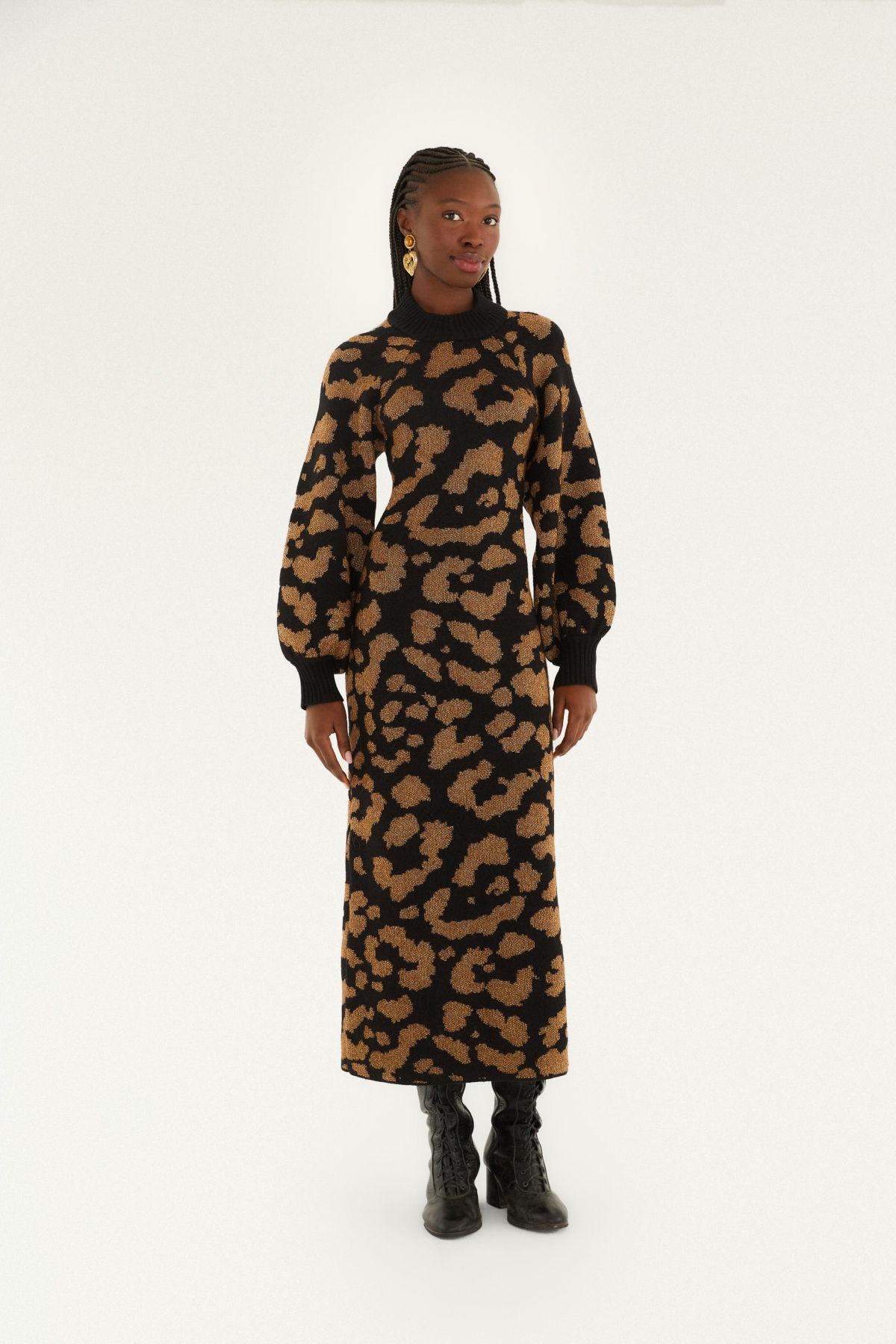 VESTIDO TRICOT JACQUARD LUREX ONCA