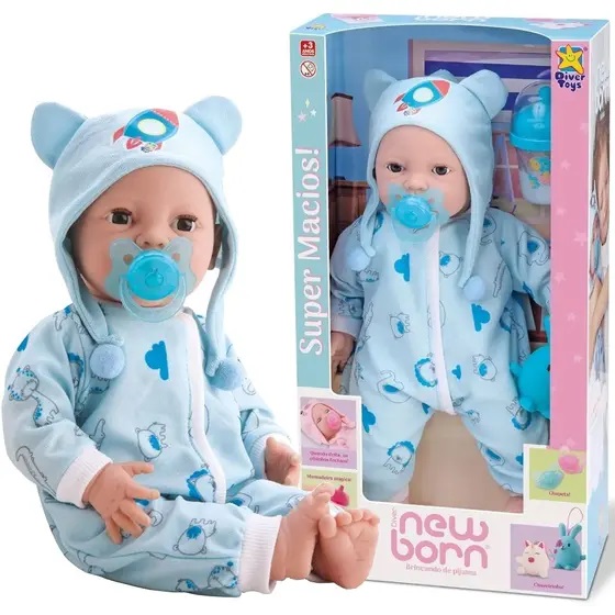 BONECO DIVER NEW BORN - BRINCANDO DE PIJAMA - MENINO - DIVERTOYS 8192