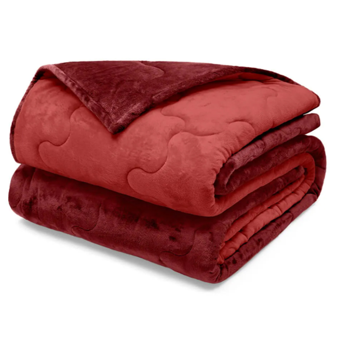 Edredom Buettner Solteiro Plush Flannel 100% Poliéster Dupla Face 160mx240m Vermelho Escuro & Vermelho Claro