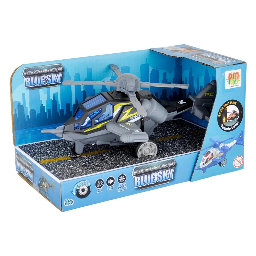 HELICOPTERO FRICCAO BLUE SKY COM LUZ E SOM - DM TOYS