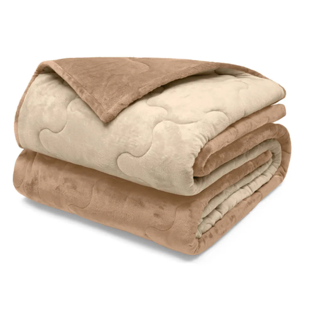 Edredom Buettner King Plush Flannel 100% Poliéster Dupla Face 260mx280m Khaki Escuro & Khaki Claro