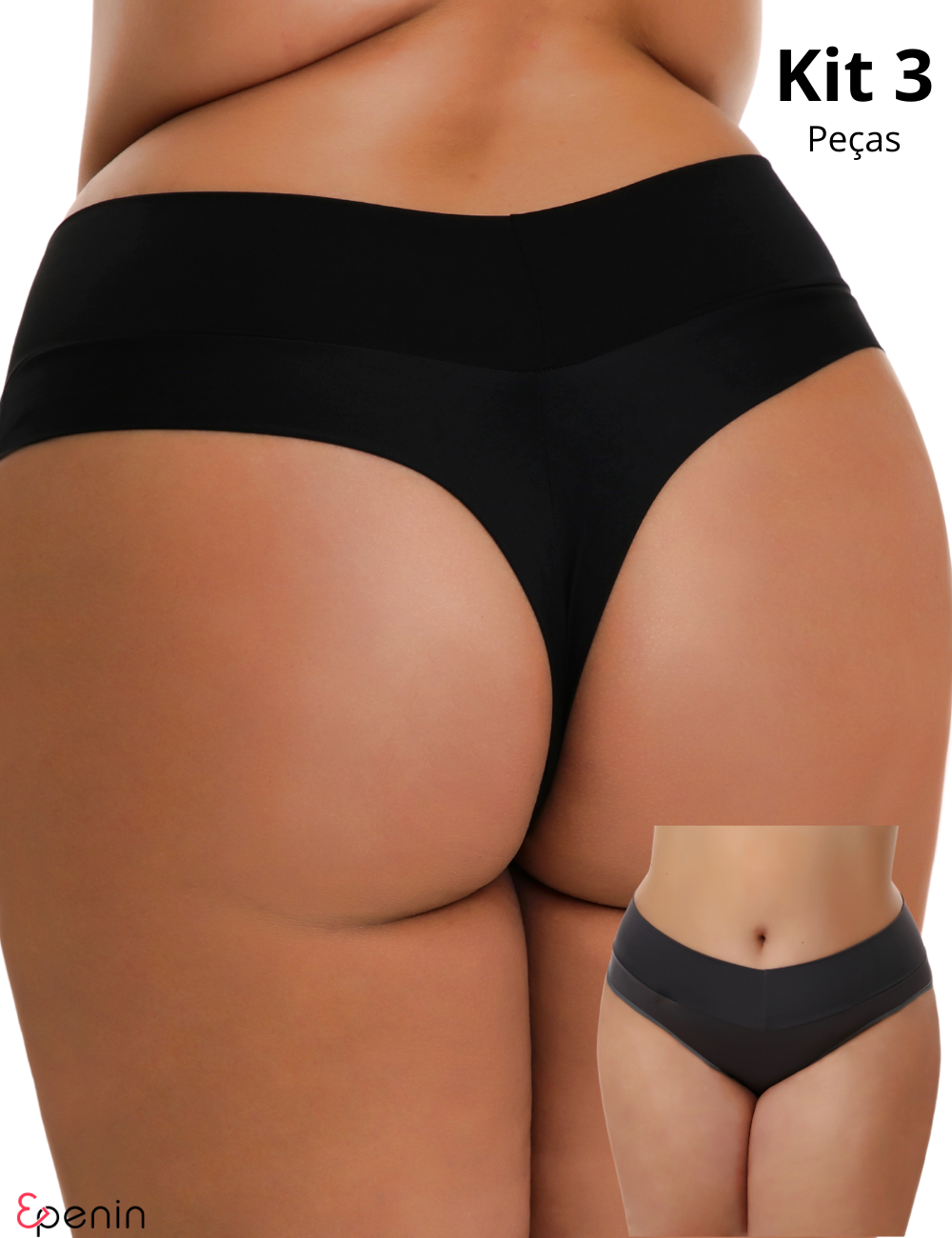 Kit 3 Calças Cós Alto Plus Size Fio Duplo 