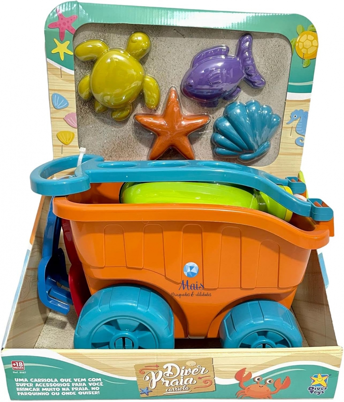 CARRIOLA COM ACESSORIOS PRAIA - DIVERTOYS 8087