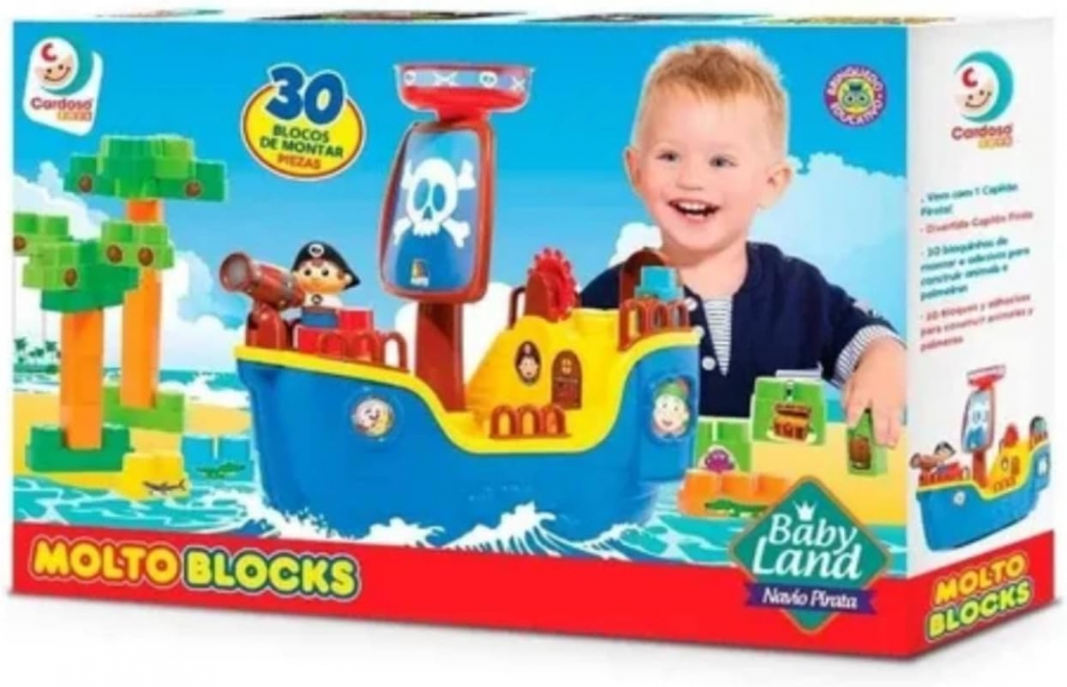 BRINQ. CARDOSO BABY LAND NAVIO PIRATA COM 30 BLOCOS 8002