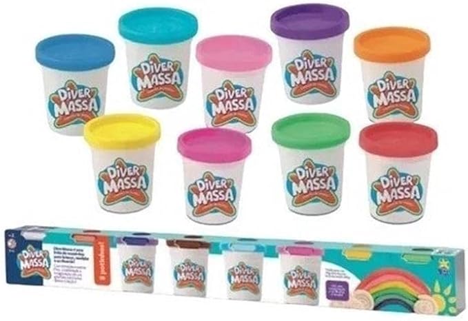 BRINQ. DIVERTOYS MASSA KIT COM 8 POTINHOS SORTIDOS 8062
