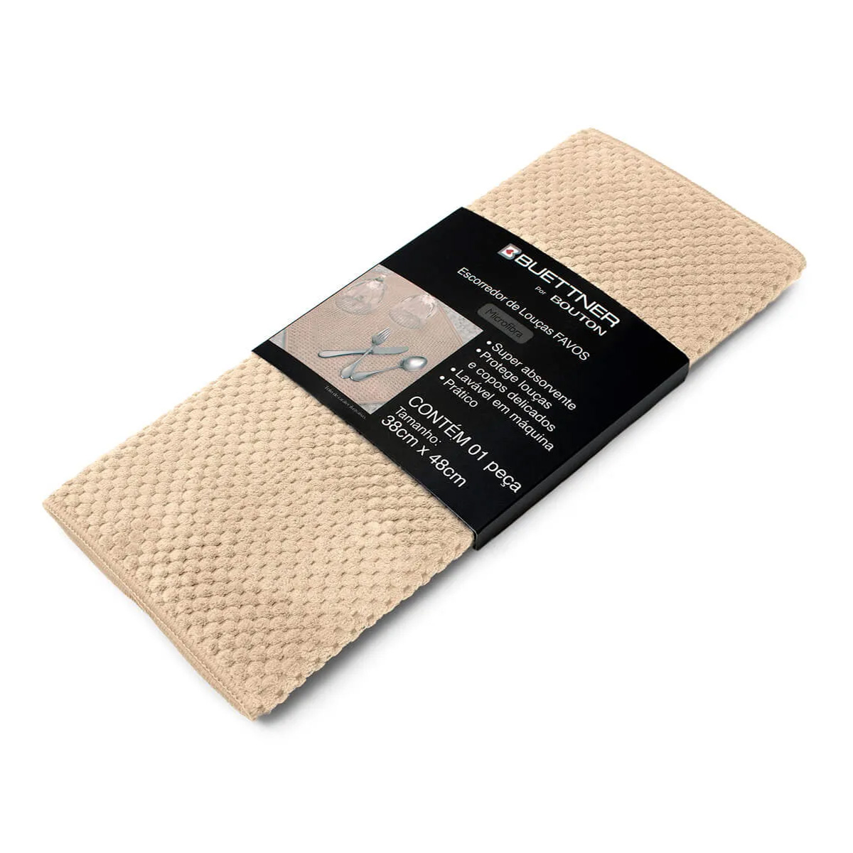 Escorredor de Louça Buettner Microfibra 80% Poliéster/20% Poliamida Cooking Favos 38cm x 48cm Palha
