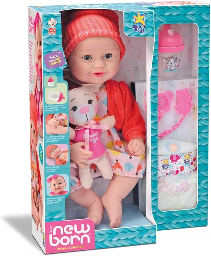 BONECA DIVER NEW BORN UNIQUE COLLECTION BODY LARANJA