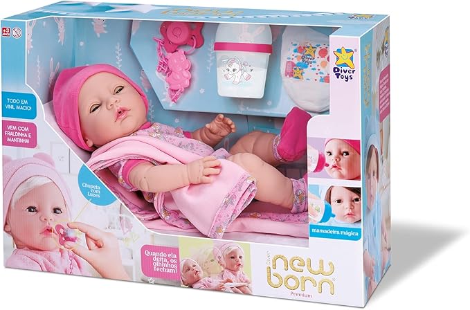 BONECA DIVER NEW BORN PREMIUM MENINA S/CABELO