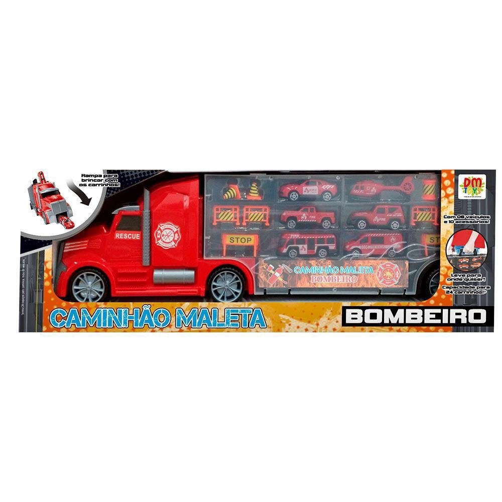 CAMINHAO MALETA BOMBEIRO 6 MINIATURAS E ACESSO - DM TOYS