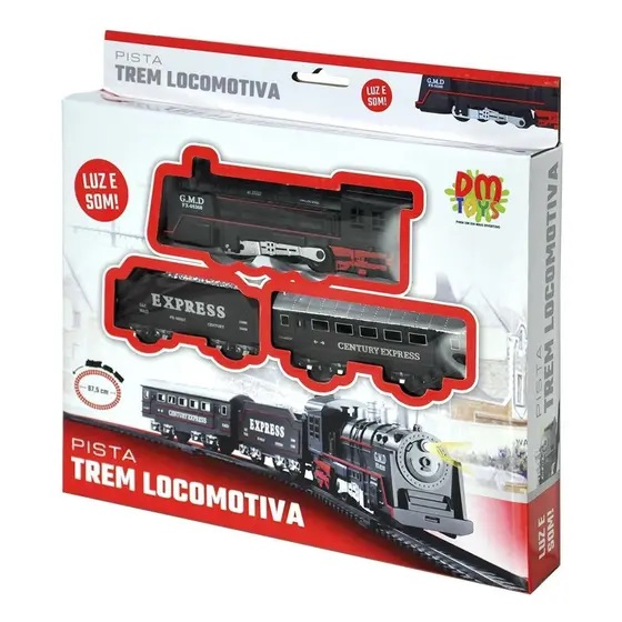 PISTA TREM LOCOMOTIVA COM LUZ E SOM 67,5CM - DM TOYS