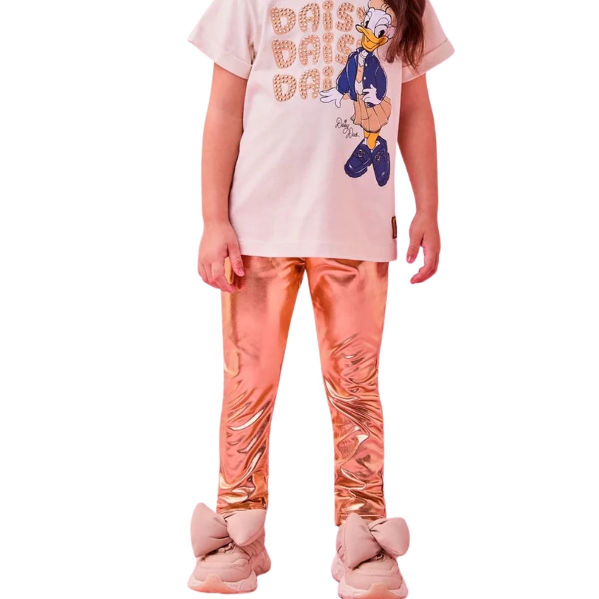 Conjunto Momi Mini Daisy Legging Dourada J6239