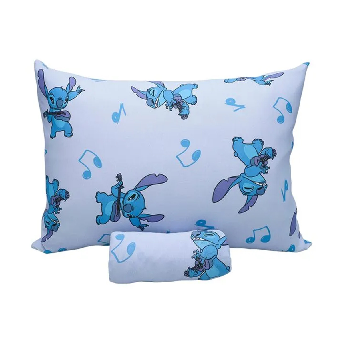 Jogo de Cama Portallar Solteiro Malha Mista 70% Algodão e 30% Poliéster Estampado Disney Stitch Song 2 Peças Azul