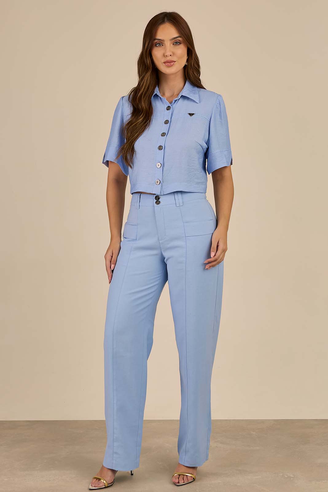 Conjunto de Calça e Cropped Azul