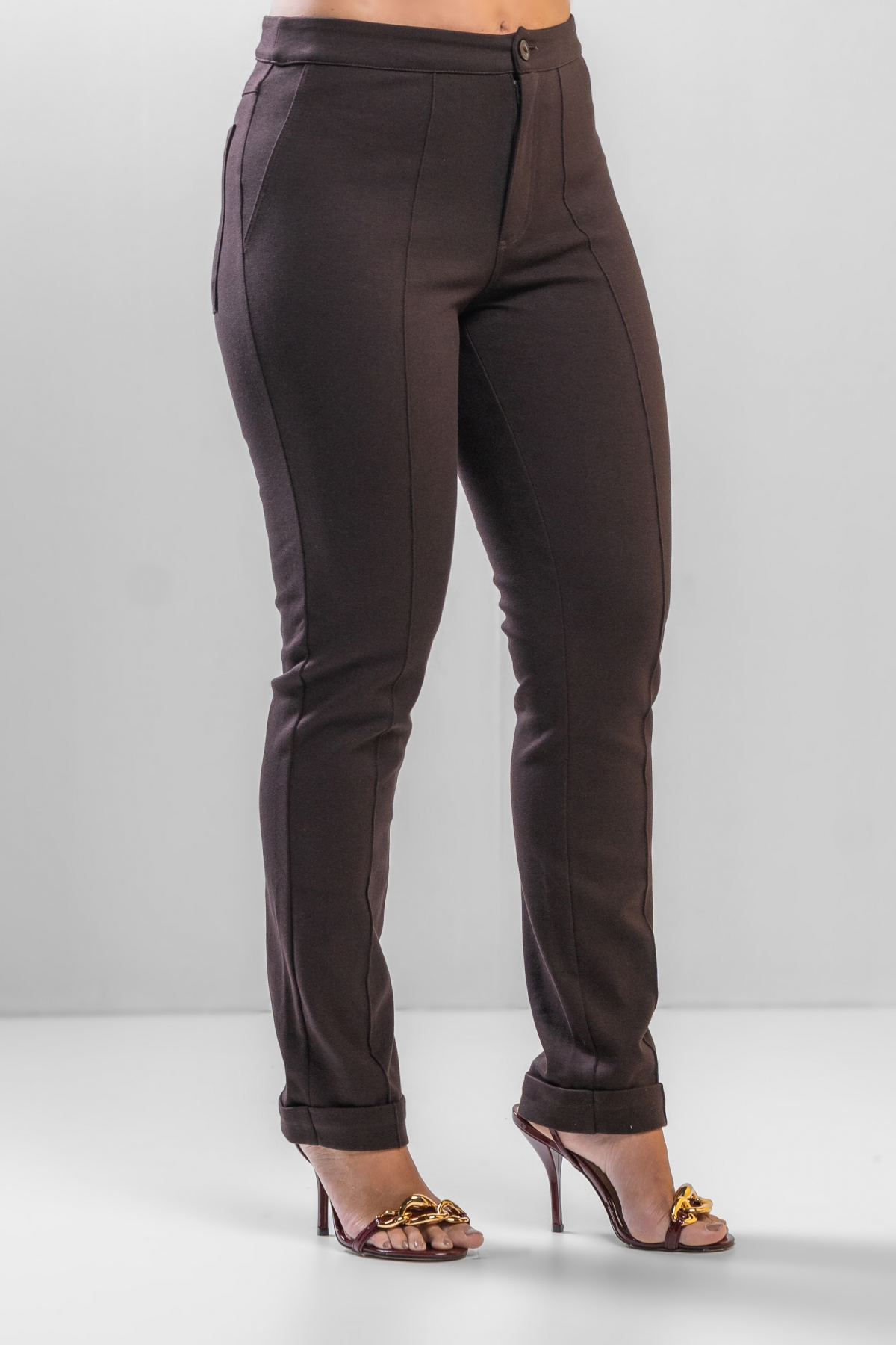 Calça Marrom Alfaitaria em Malha 