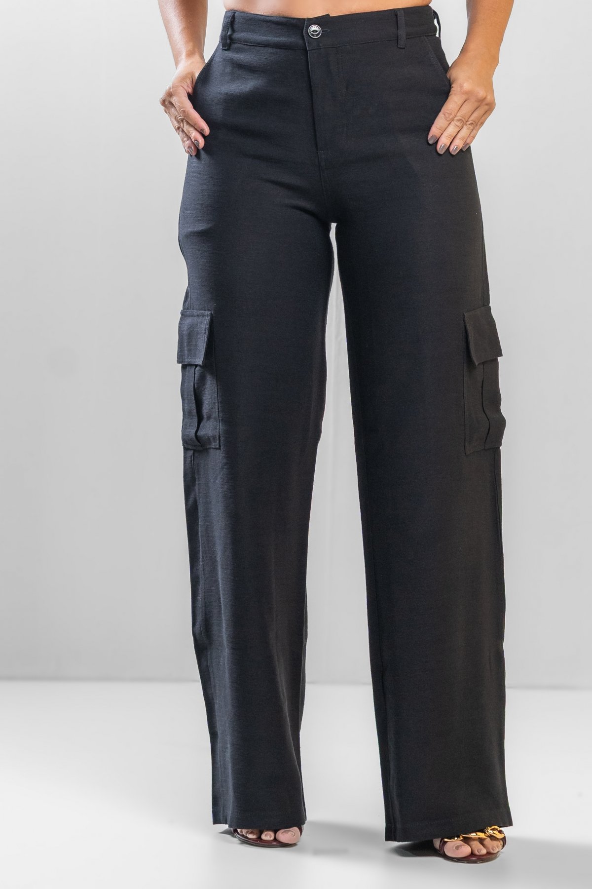 Calça Cargo Preta Alfaiataria