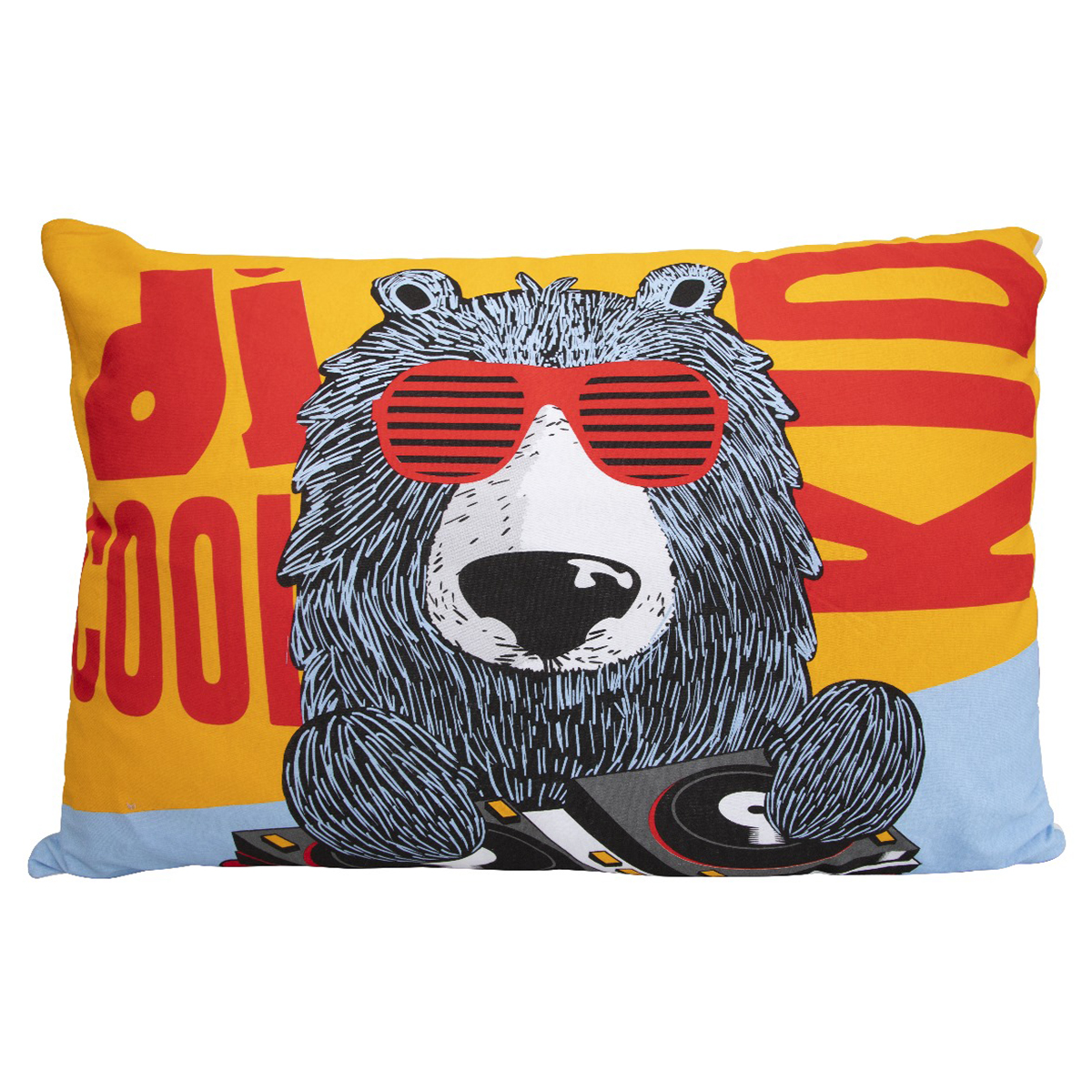 Fronha Portallar Malha 100% Algodão Estampa Localizada Dj Urso 48cmx68cm Branco