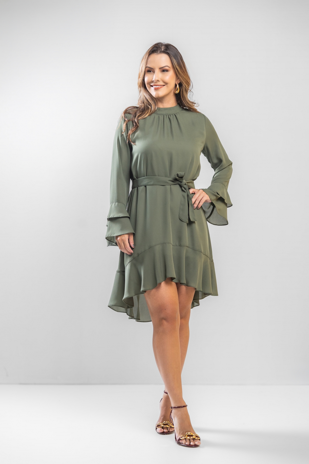 Vestido Curto Fluído Verde 