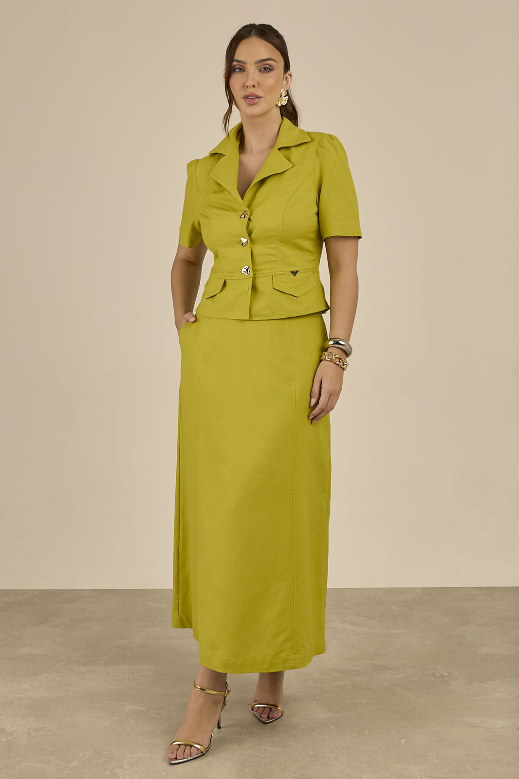 Conjunto de Saia Longa e Blusa Lima 