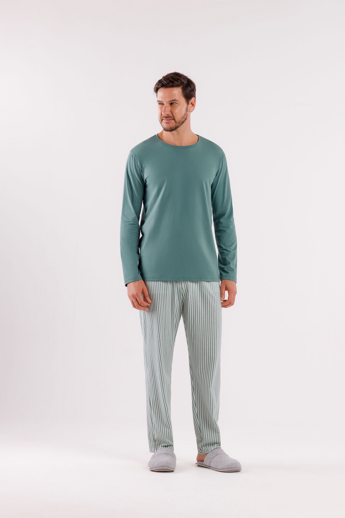 PIJAMA MASCULINO LONGO LISTRAS - COR COM AMOR