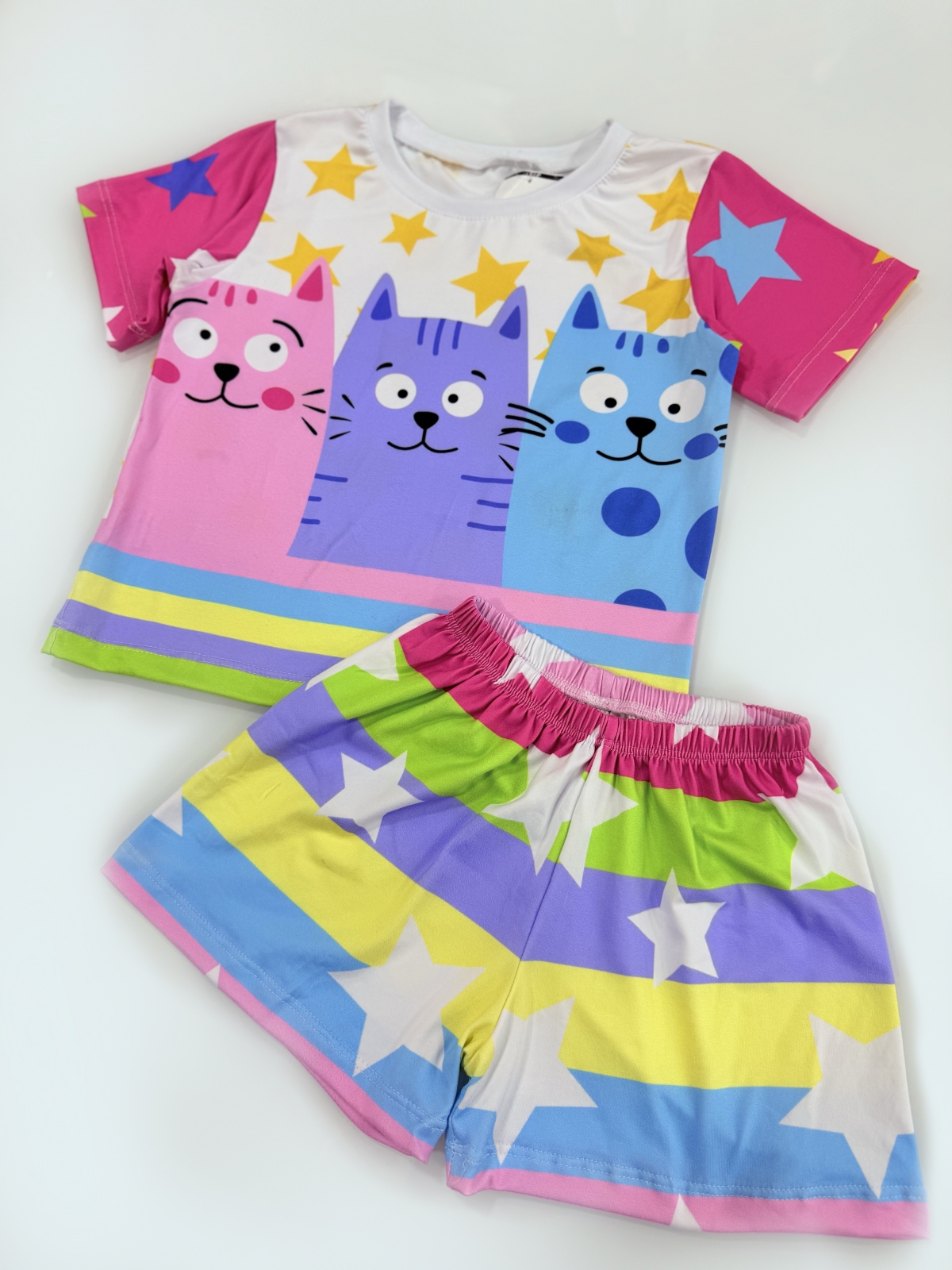 Pijama Manga Curta Gatinhos