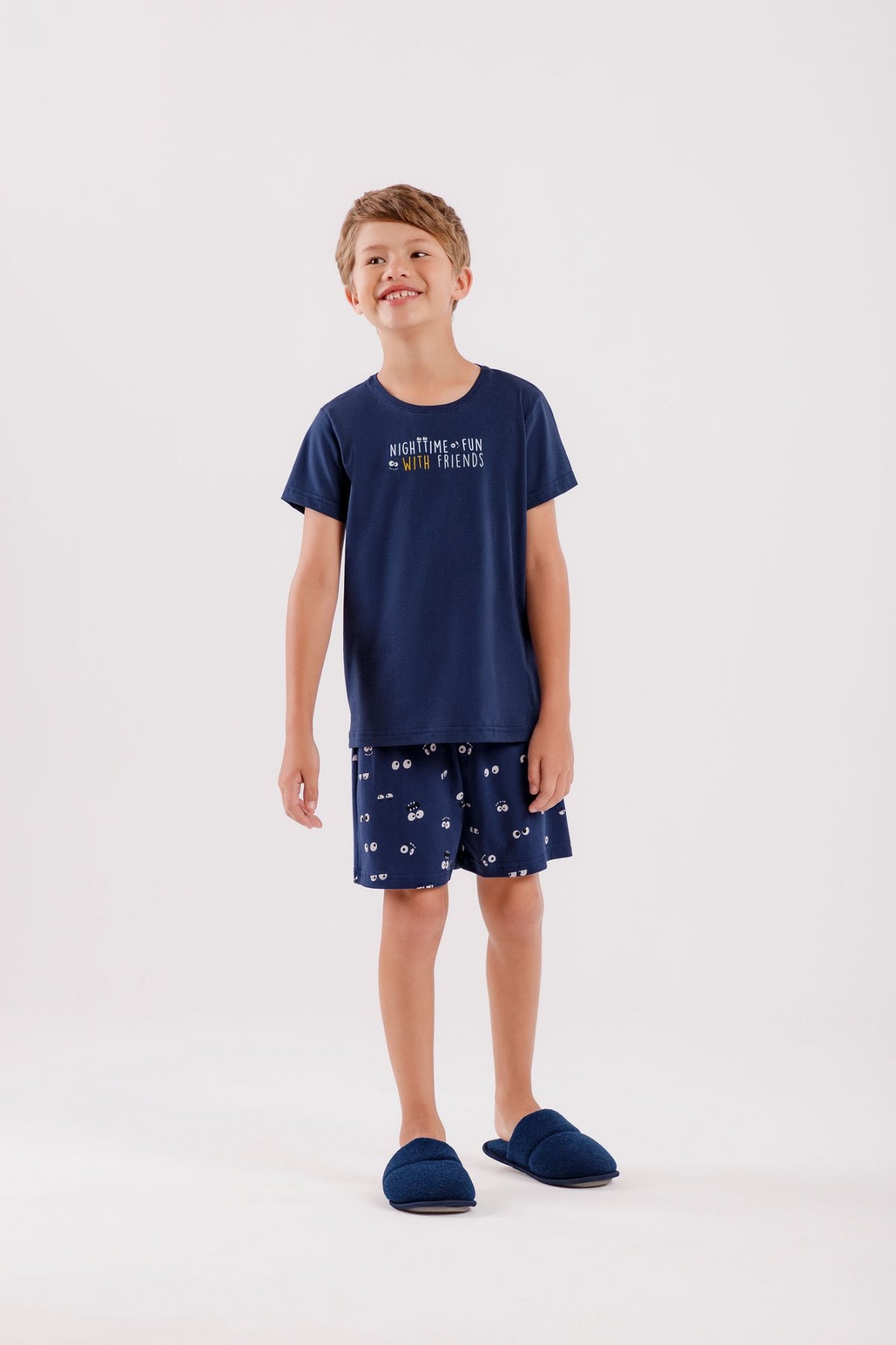 PIJAMA MASCULINO JUVENIL CURTO AZUL - COR COM AMOR