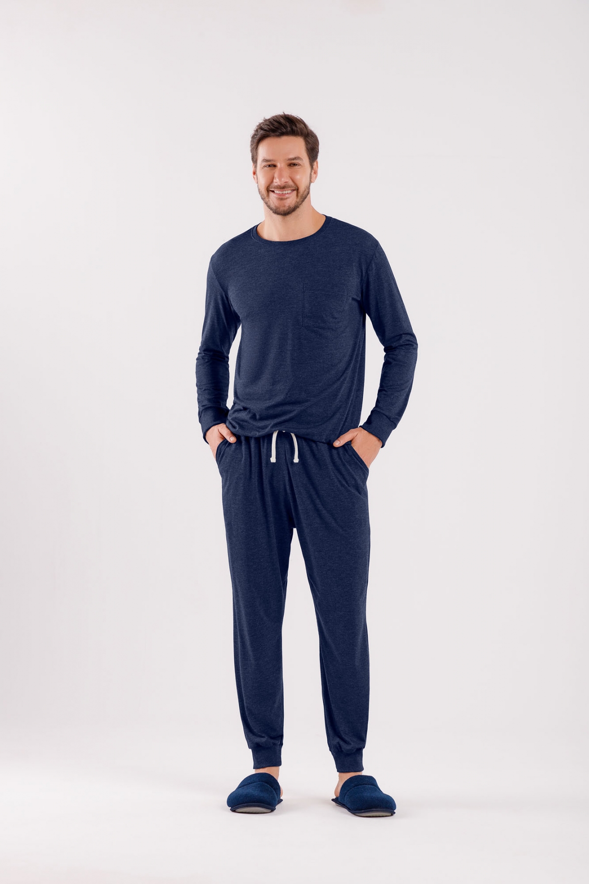 PIJAMA MASCULINO LONGO AZUL - COR COM AMOR