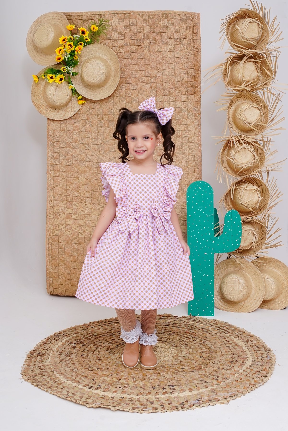 Vestido Ana Lu Xadrez Kids