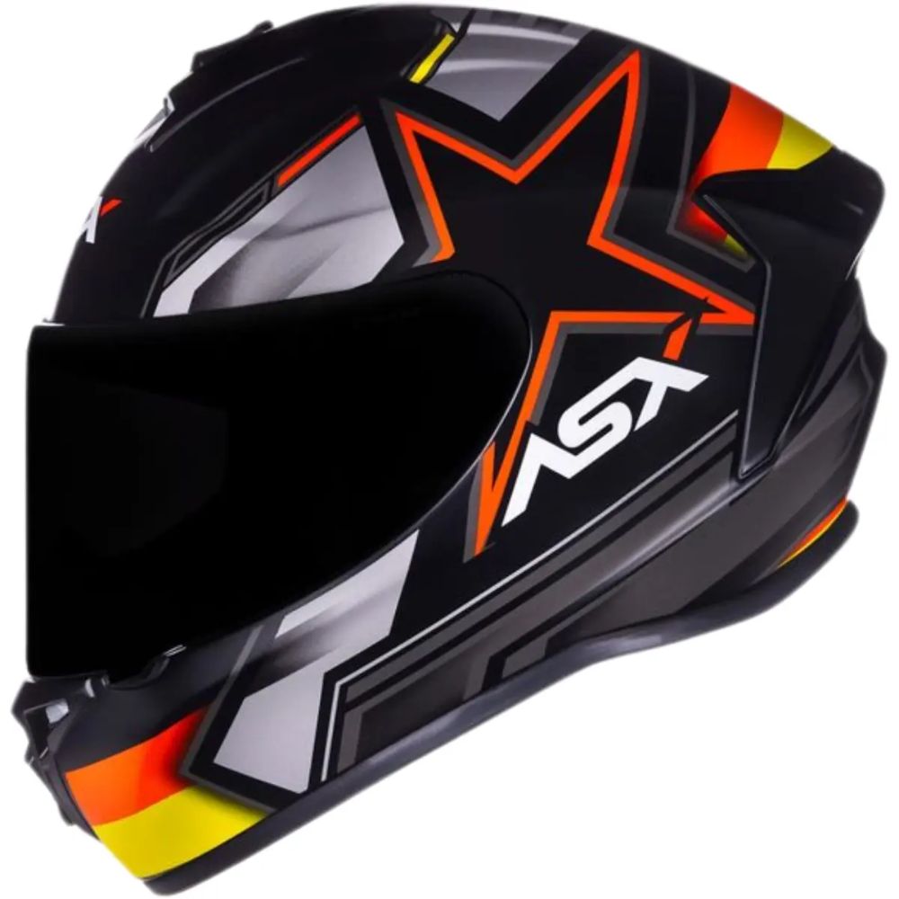 Capacete Asx | Draken Pilot | Fosco Preto | Vermelho | Amarelo