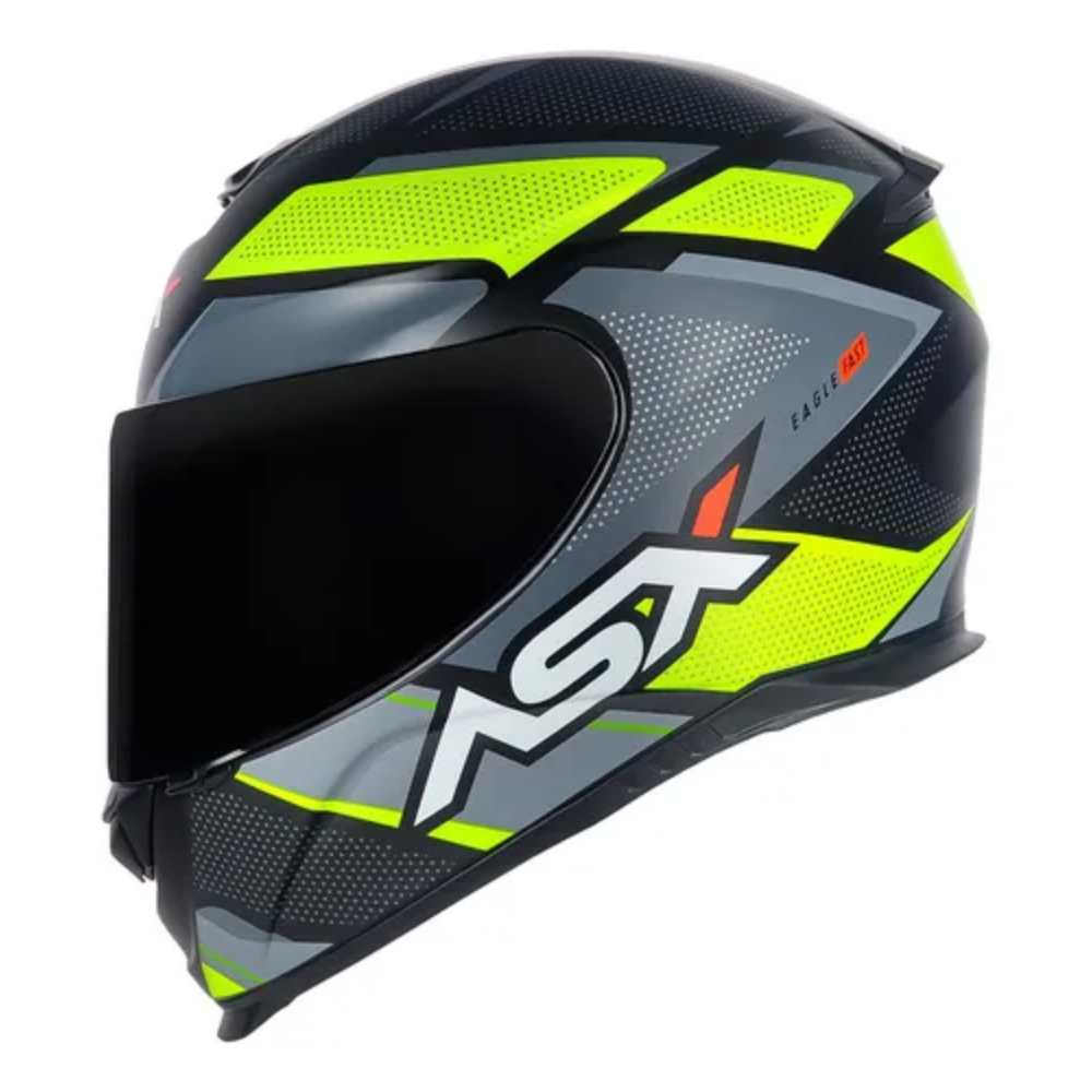 Capacete Asx | Eagle Fast | Fosco Preto | Amarelo | Cinza