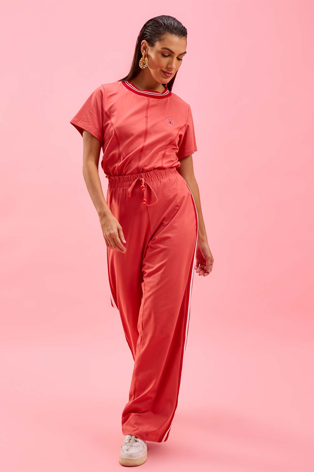 Conjunto de Calça e Blusa de Malha Vermelha