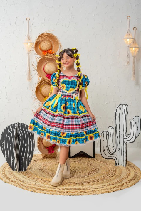 Vestido Junino Azul Turquesa (NA)