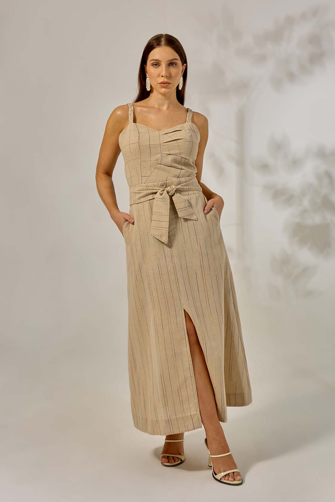 Conjunto de Saia e Cropped com Drapeado Listrado 