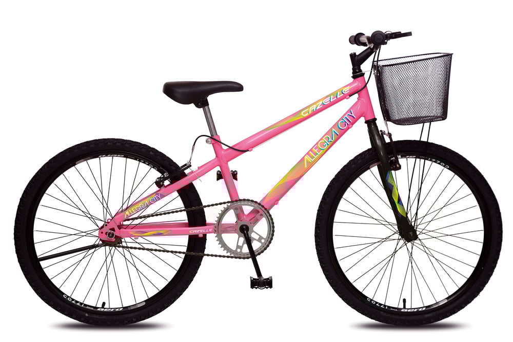 Bicicleta Allegra City Aro 24 Sem Marchas Freios V-brake e Cestão Colli