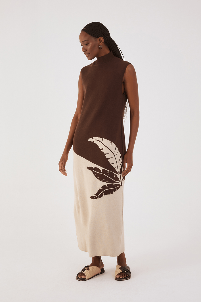 VESTIDO TRICOT DETALHE PALMA