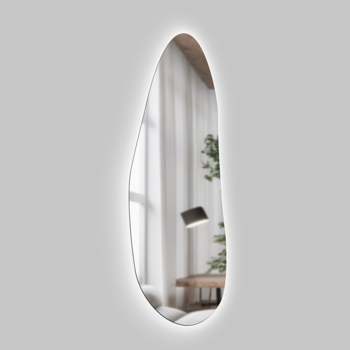 Espelho Multiuso Lapidado Pendurador Led 120x40cm Orgânico
