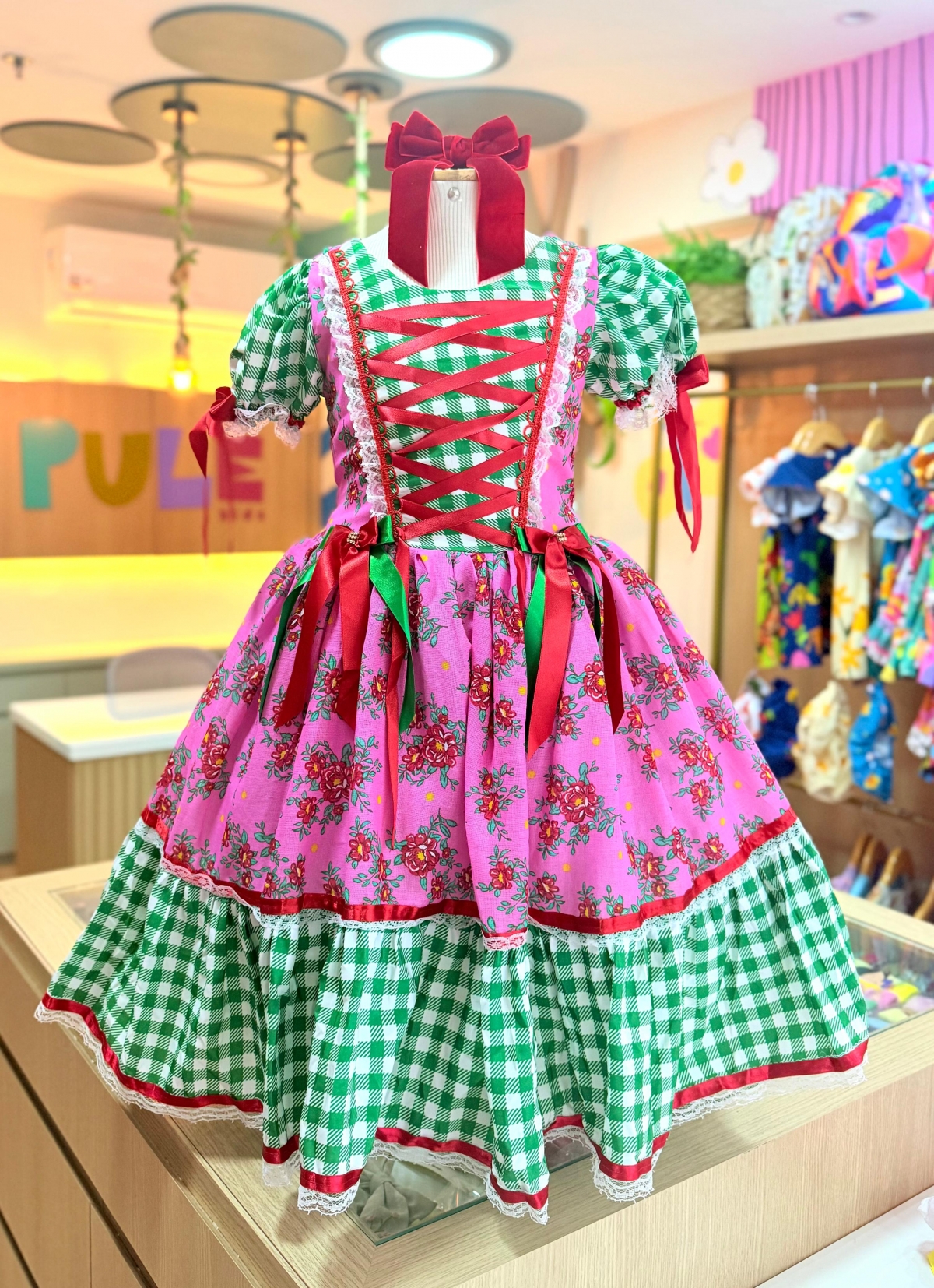 Vestido Junino Xadrez Catarina Rosa (NA)