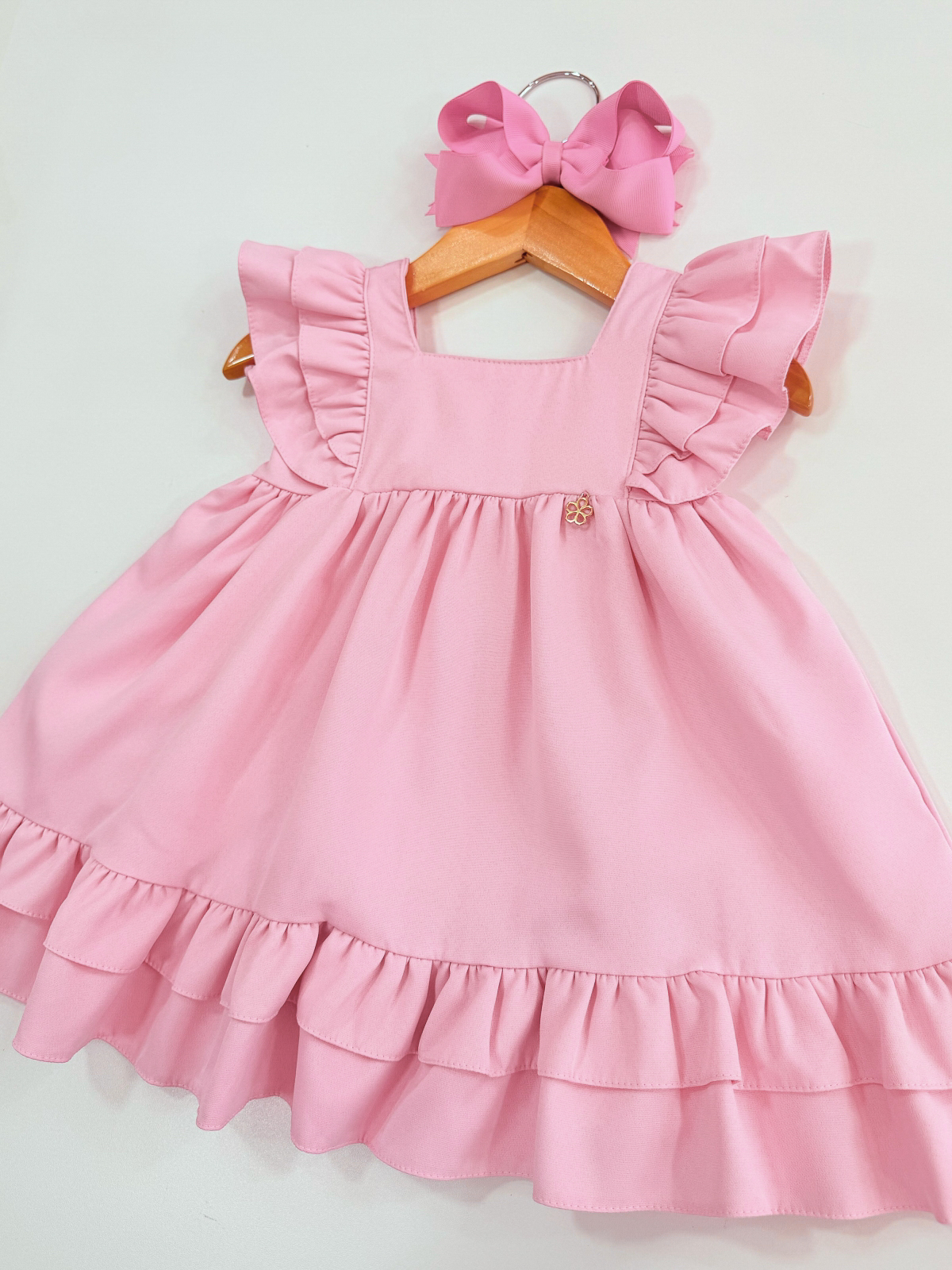 Vestido Luxo 1 ano Baby Rosa Bebe (Premium)