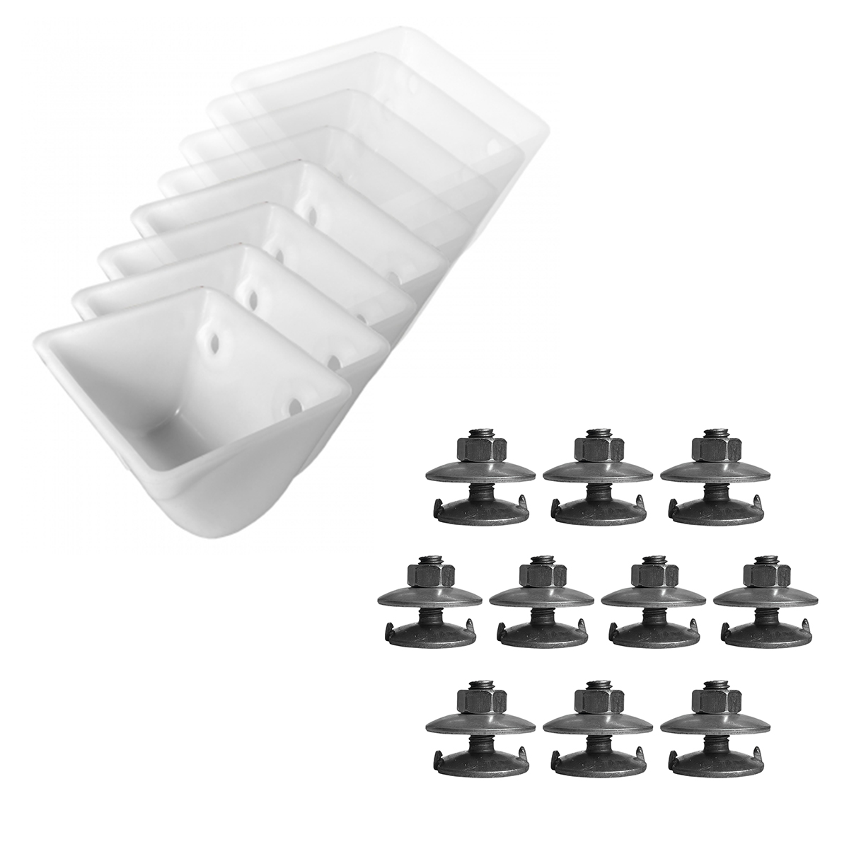 10 Caneca Plastica N8 para Elevador de Grãos Secador e Colhedeira Com Parafuso Arruela E Porca