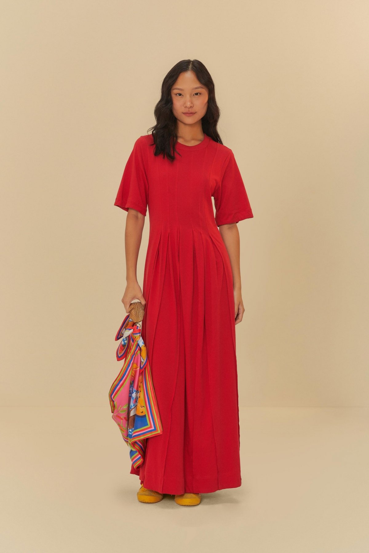 VESTIDO CROPPED PREGAS TSHIRT VERMELHO