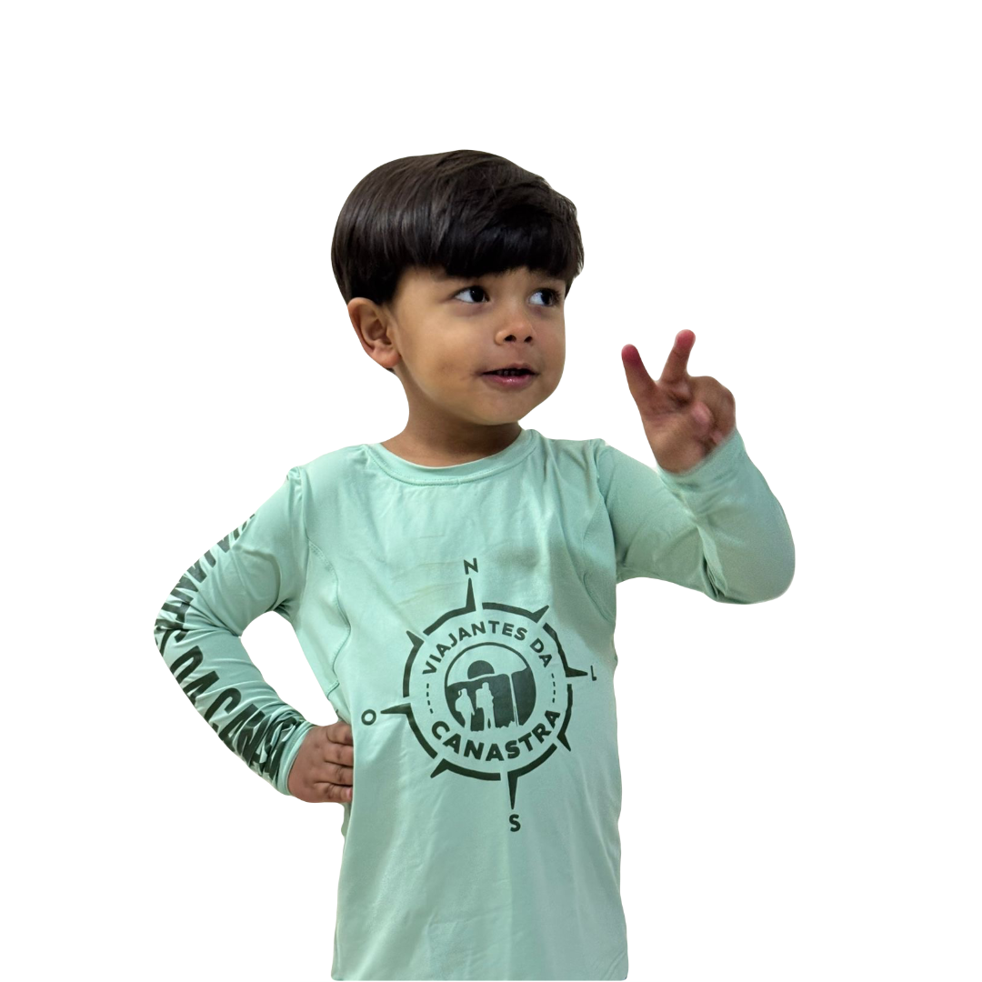 Camiseta Proteção UV 50+ Infantil Unissex Viajantes da Canastra